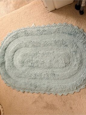 Light Blue Oval Bath Rug 100% cotton